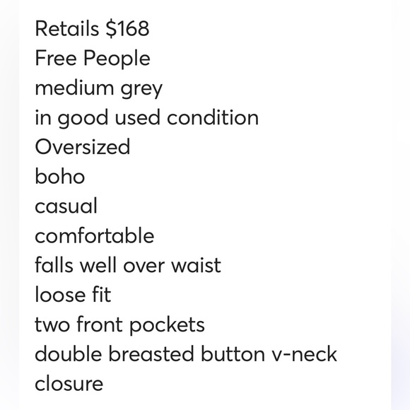 Free People oversized coat grey size L - Picture 15 of 16